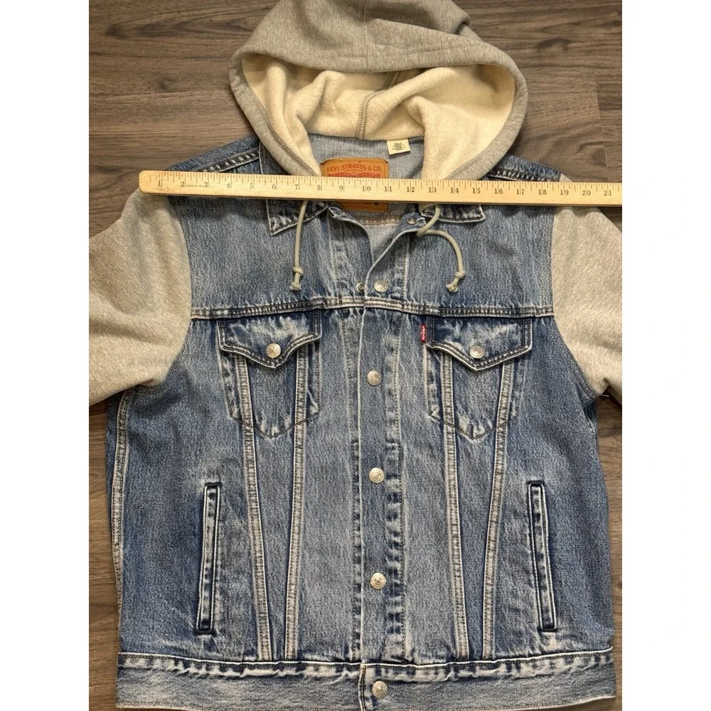 Levi's Trucker Jacket M Y2K Streetwear Hybrid Hoodie Denim Fleece Blokecore